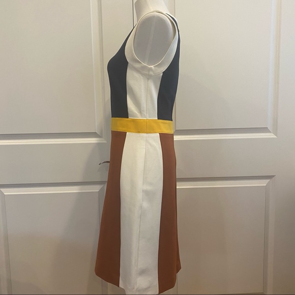 TORY BURCH Sleeveless Mod Design (Navy Rust & Gold) Midi A-line Dress - Picture 7 of 9